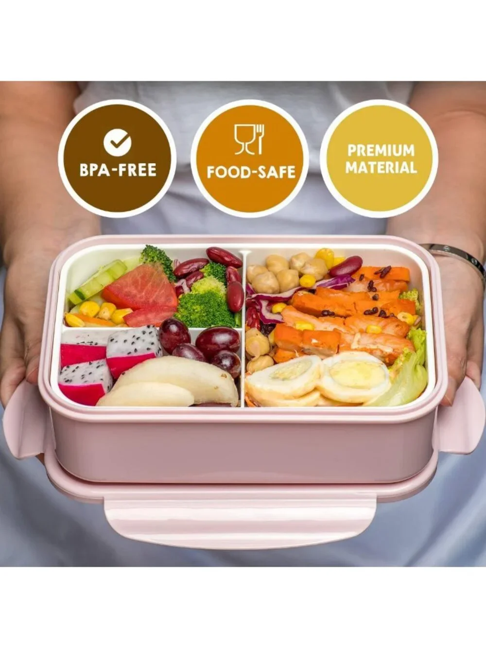 Durable 1100 ML Bento Lunch Box for Adults & Kids - BPA-Free, On-the-Go Meal